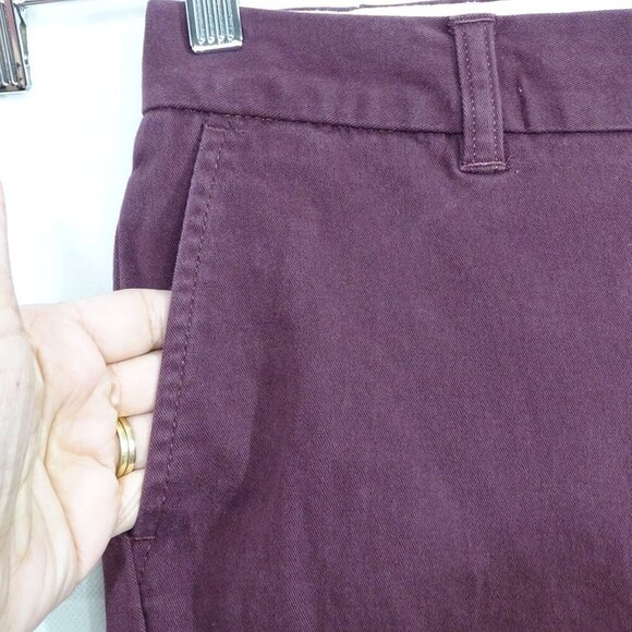 Gap Stretch Straight Chino Cropped Pants Women Size 14 Burgundy Red Pockets - Picture 3 of 15